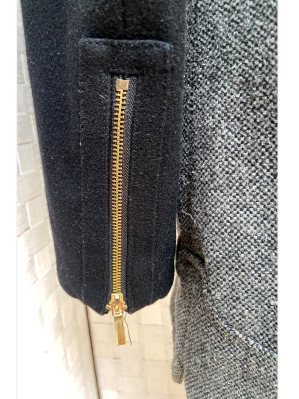 Laundry By Shelli Segal Gray Black Tweed Wool Faux Fur Hood Coat Jacket Size XS - Picture 5 of 12